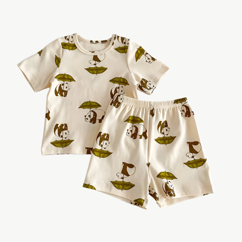 Tiermuster Kinder Lounge Set aus Bio - Baumwolle – Bequem, Atmungsaktiv & Hypoallergen - Mayfair ModaPanda12M
