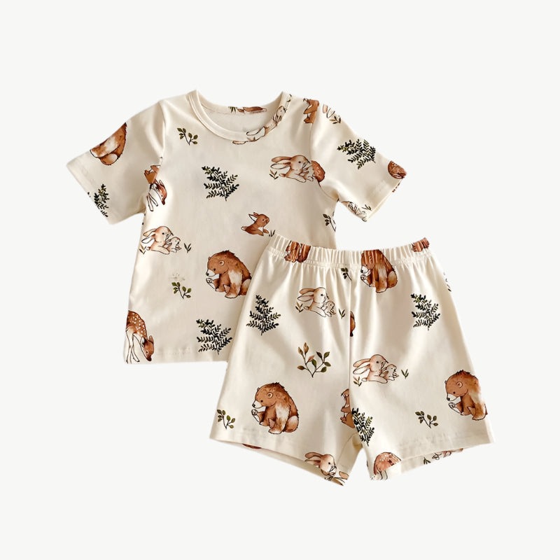 Tiermuster Kinder Lounge Set aus Bio - Baumwolle – Bequem, Atmungsaktiv & Hypoallergen - Mayfair ModaZoo12M