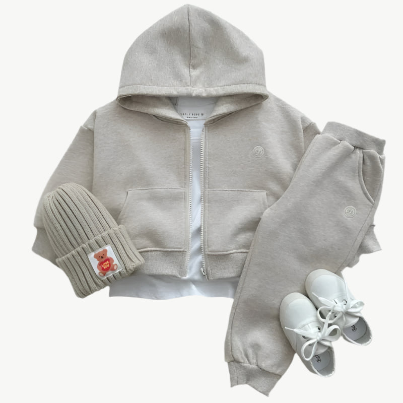 Umweltfreundliches Hoodie Jogger Set für Kinder aus Bio - Baumwolle, atmungsaktiv & hypoallergen - Mayfair ModaGelb6M - 12M