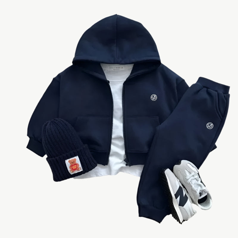 Umweltfreundliches Hoodie Jogger Set für Kinder aus Bio - Baumwolle, atmungsaktiv & hypoallergen - Mayfair ModaGelb6M - 12M