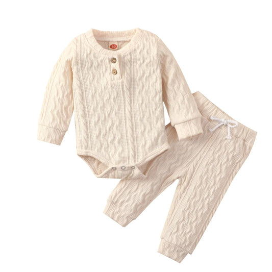 Umweltfreundliches Loungeset aus hypoallergenem Baumwollmaterial für Kinder – Bequem & Vielseitig - Mayfair ModaBeige0 - 3M