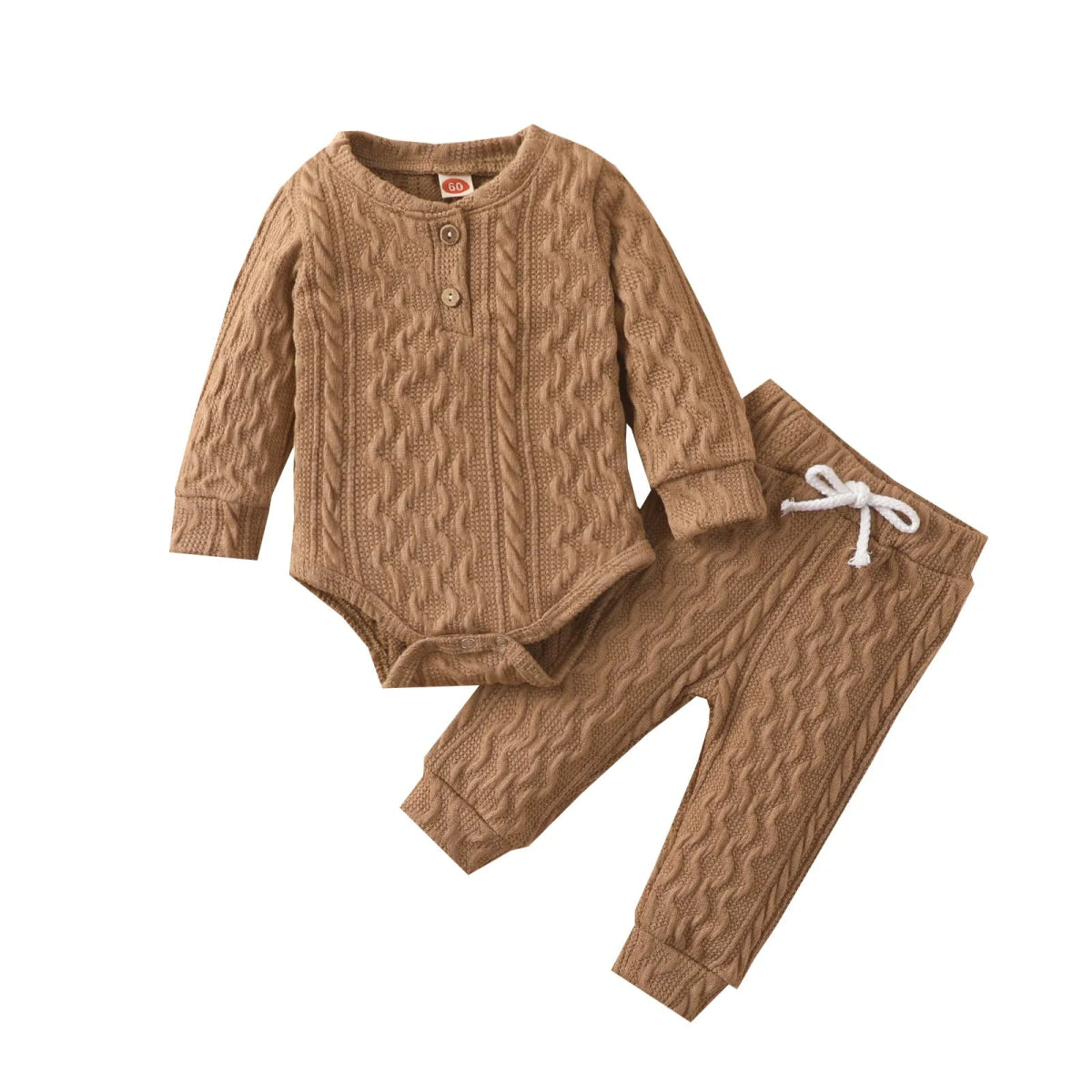 Umweltfreundliches Loungeset aus hypoallergenem Baumwollmaterial für Kinder – Bequem & Vielseitig - Mayfair ModaKhaki3 - 6M