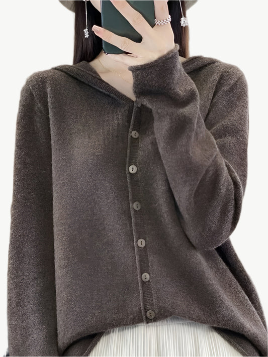 Veyrisse – Merino - Woll - Hoodie - Cardigan - Mayfair ModaDunkelbraunM