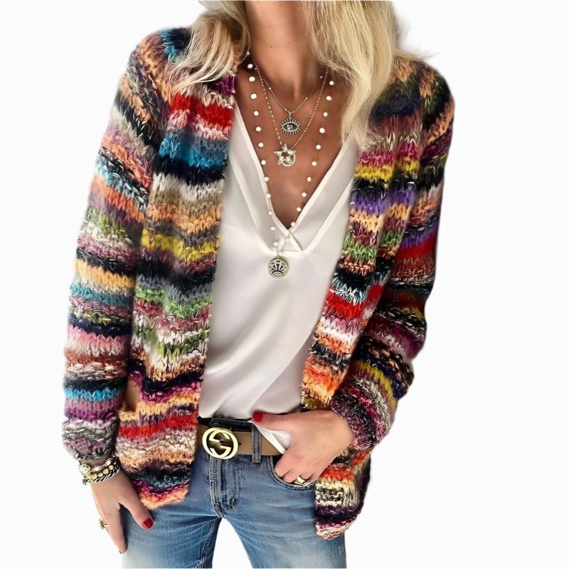 Zoey - Bunt gestrickte Strickjacke - Mayfair ModaRotS